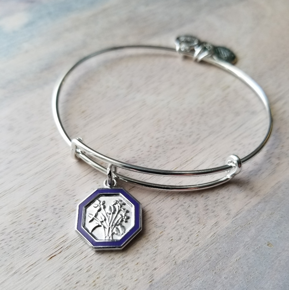 Alex and Ani Violet Flower Charm Bangle